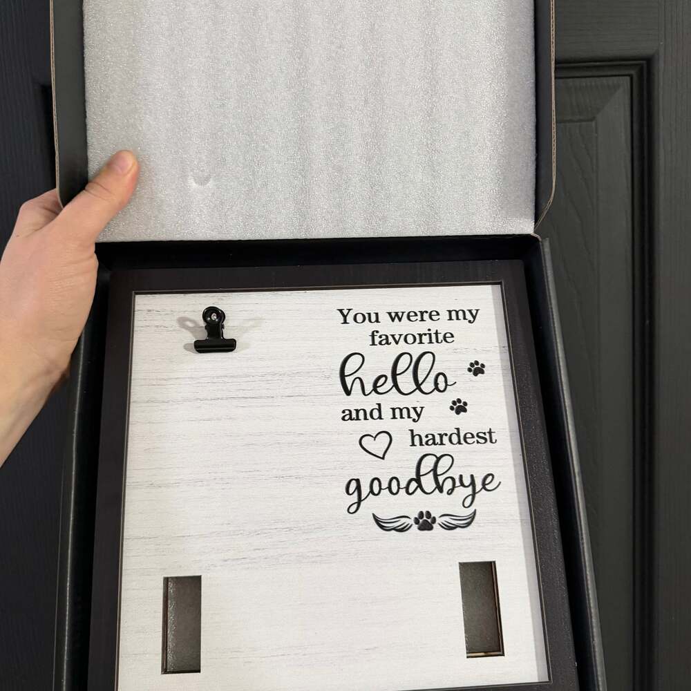 Wooden Pet Memorial Picture Frame with Collar Holder - "You Were My Favorite Hel